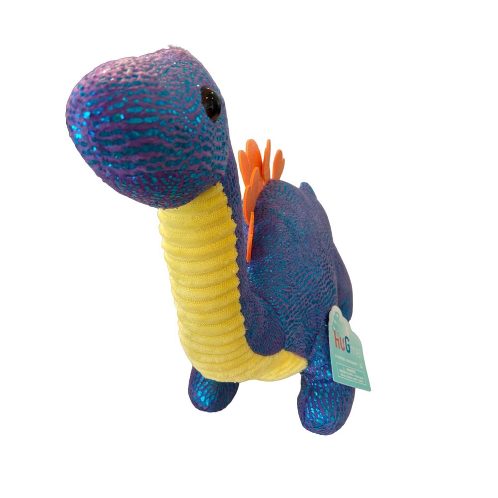 HugMe Large Blue & Purple Sparkling Stuffed Dinosaur Plush 18" Tall - Picture 3 of 3